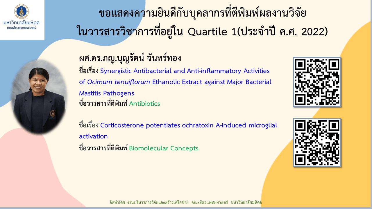 บทความวิจัยของบุคลากร ประจำปี 2022