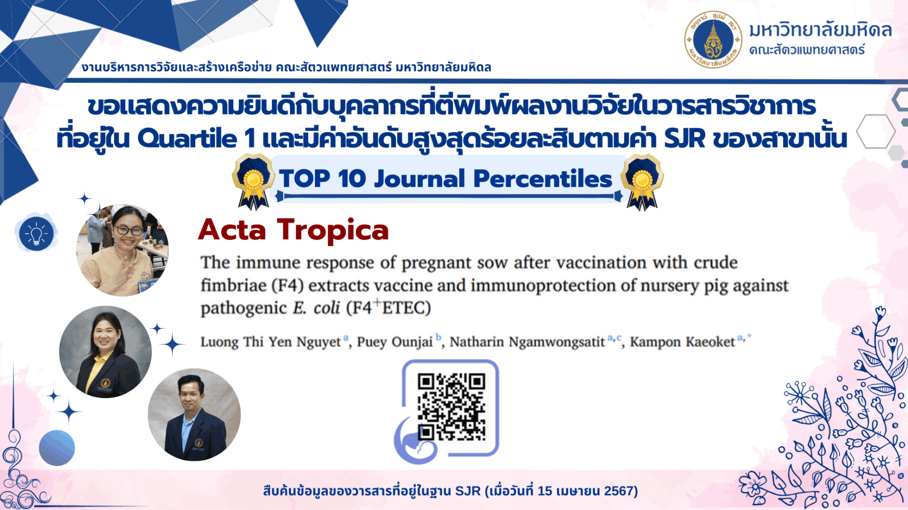 บทความวิจัยของบุคลากร ประจำปี 2023