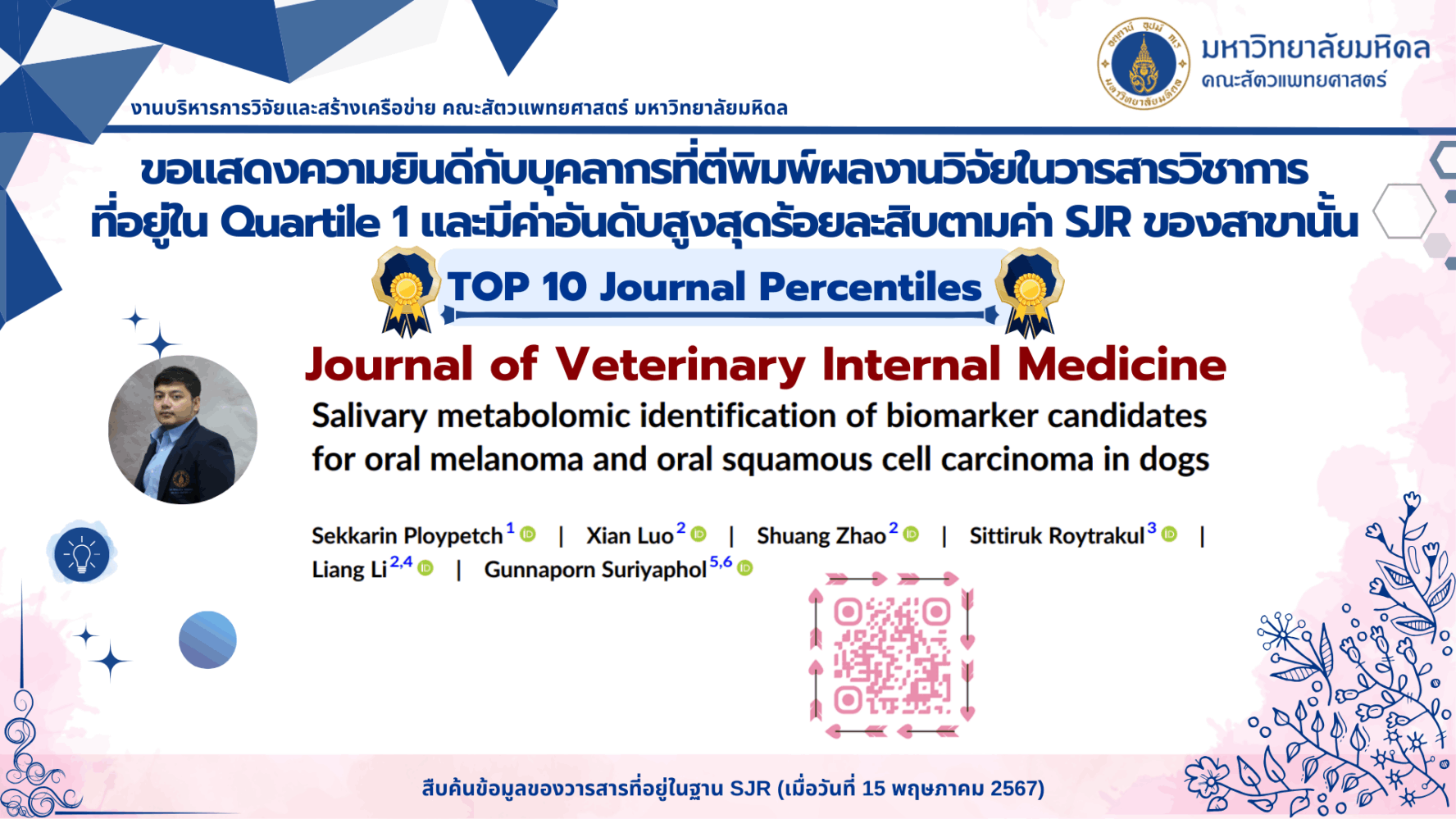 บทความวิจัยของบุคลากร ประจำปี 2023