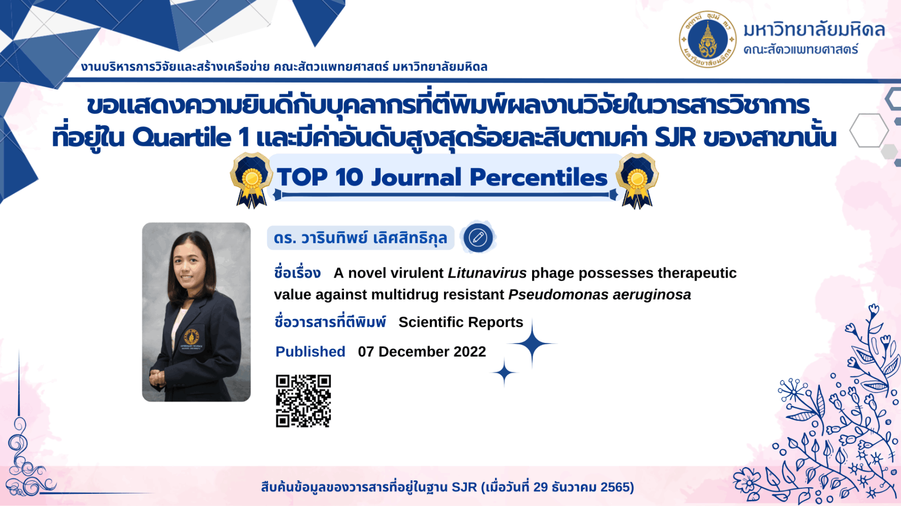 บทความวิจัยของบุคลากร ประจำปี 2023