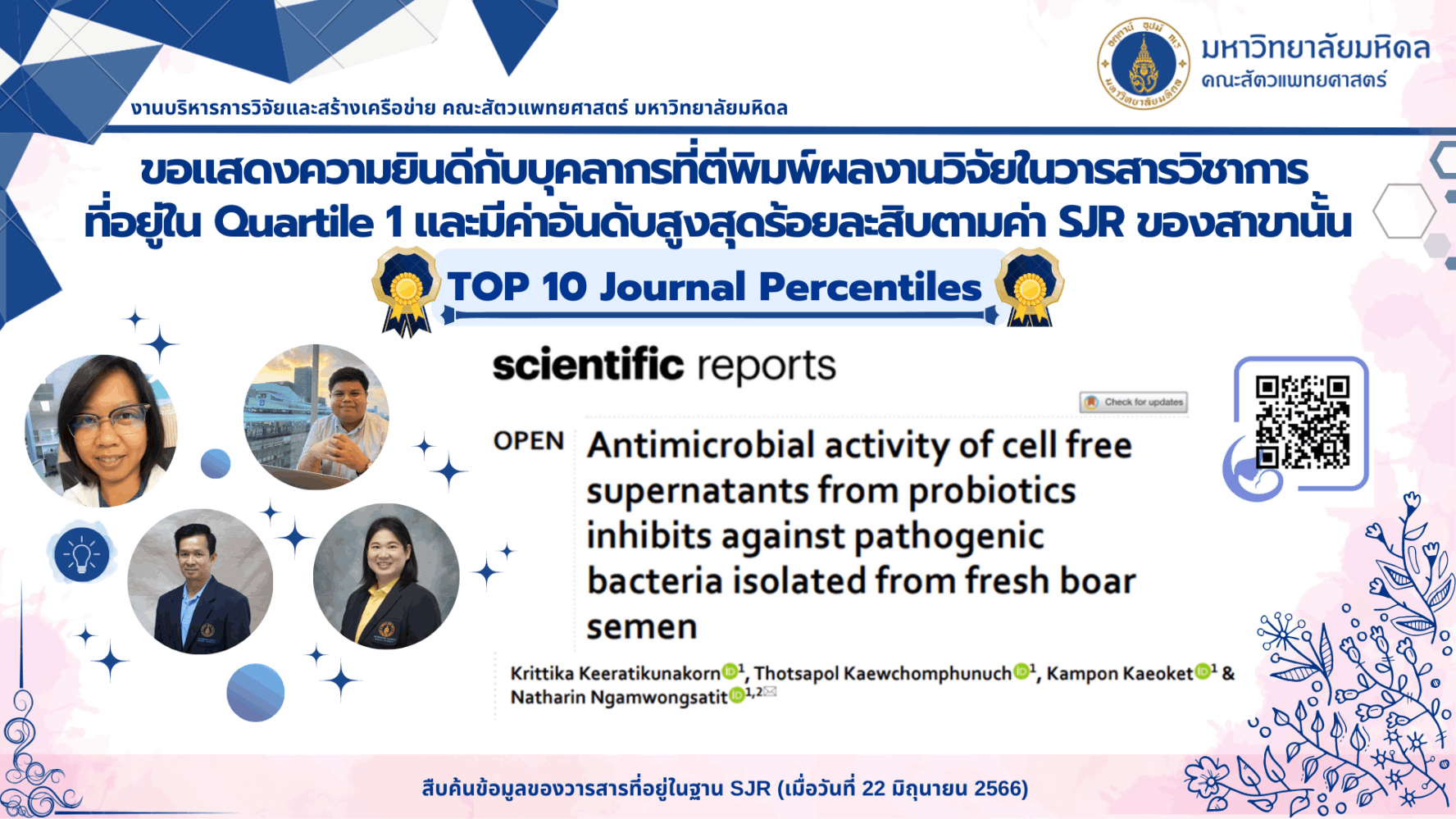 บทความวิจัยของบุคลากร ประจำปี 2023