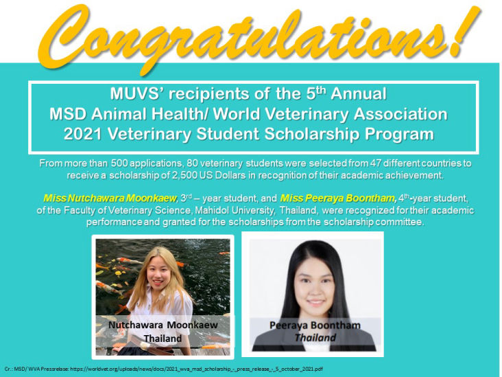 MUVS' recipients of the MSD/WVA Veterinary Student Scholarship Program 2021 